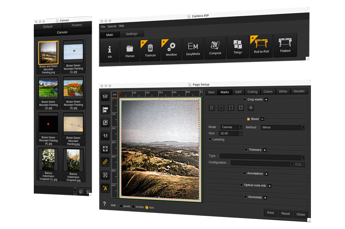 CalderaRIP interface