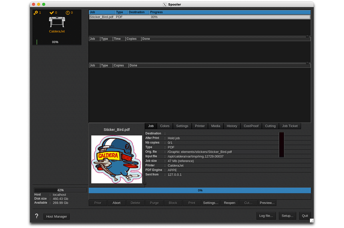 CalderaRIP spooler interface 
