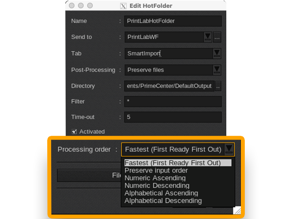 Hotfolder Input Order in CalderaRIP Version 17.3