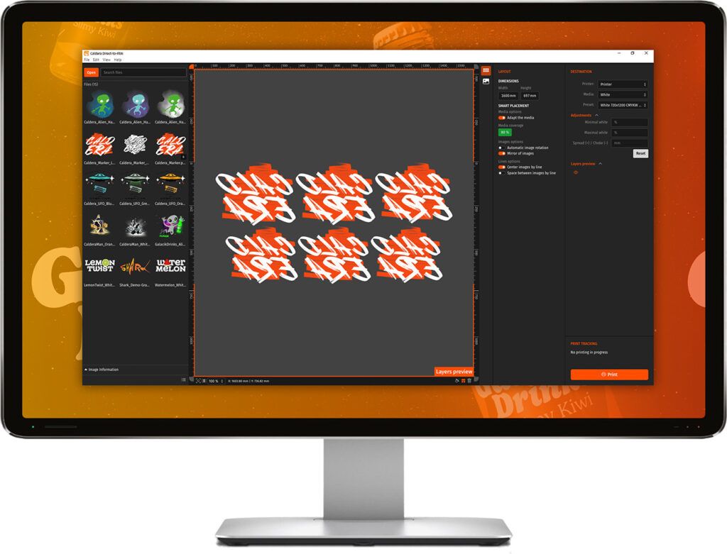 Mockup Caldera Direct-to-Film, RIP software for DTF printing