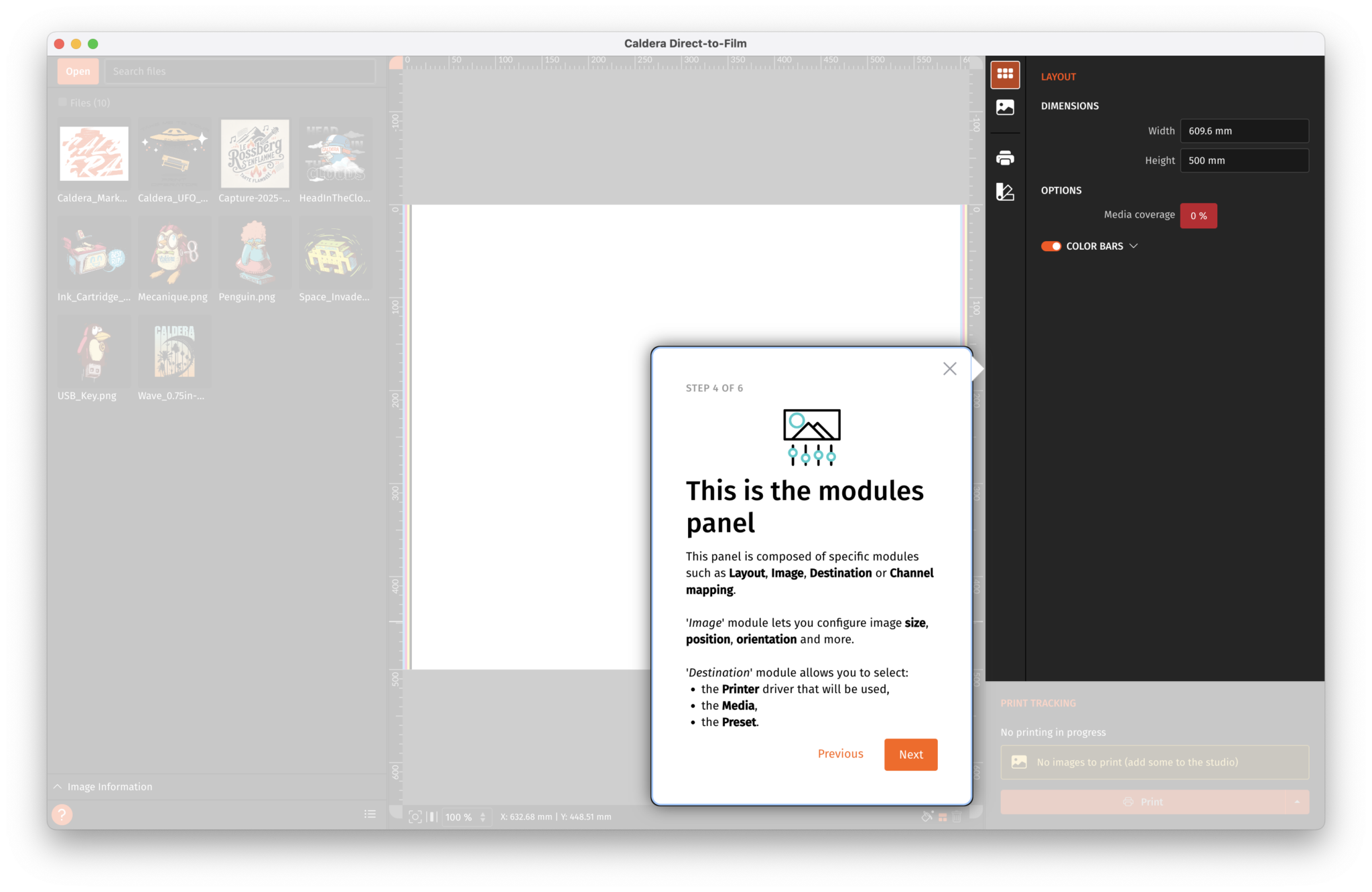 Caldera User Interface Discover Caldera Direct-to-Film User Interface