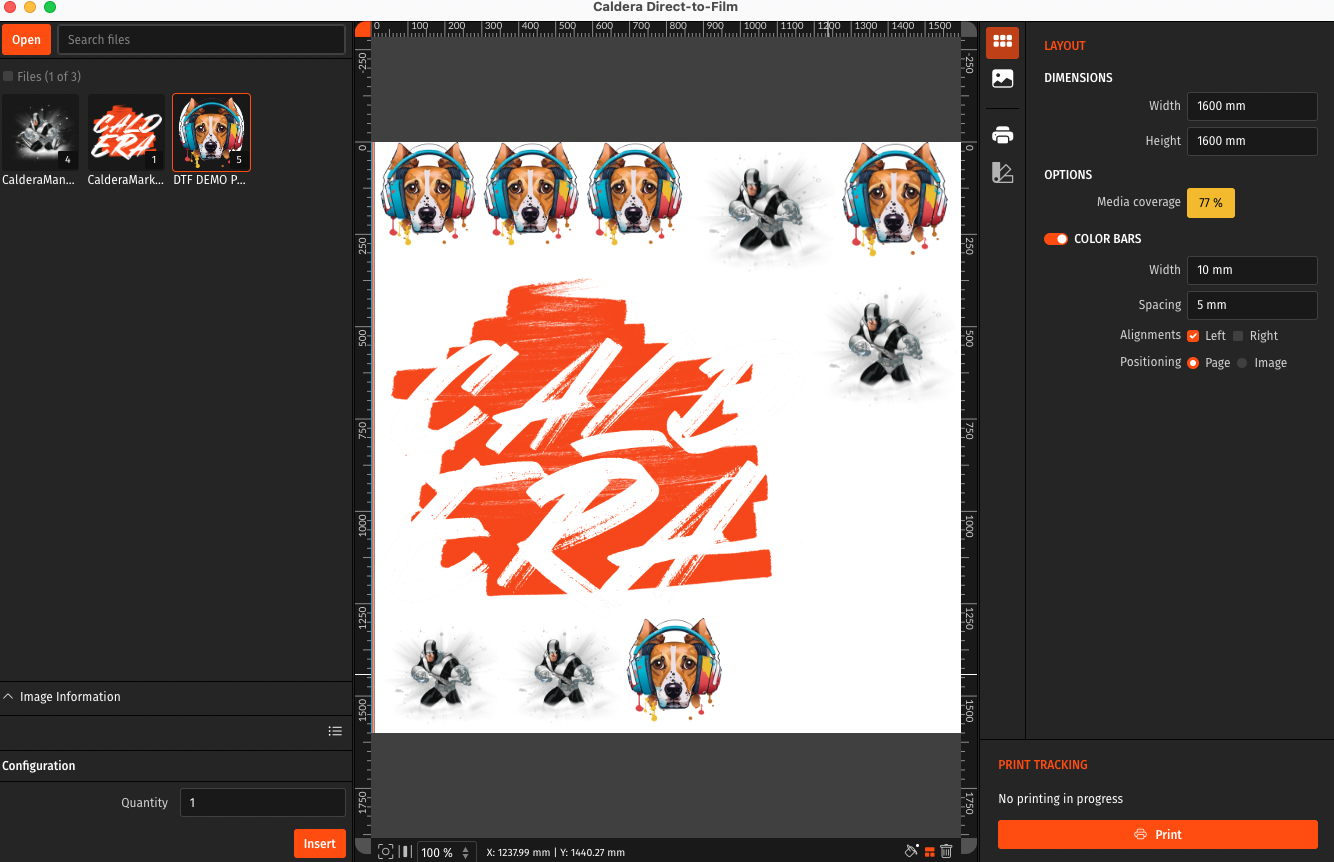 Caldera User Interface Discover Caldera Direct-to-Film User Interface