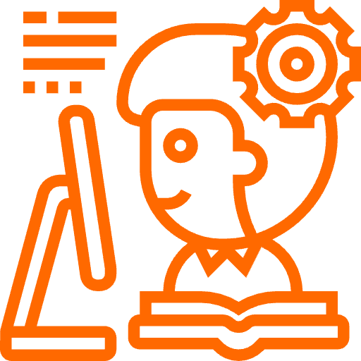 An icon representing autonomous learning in Caldera Direct-to-Film software. 