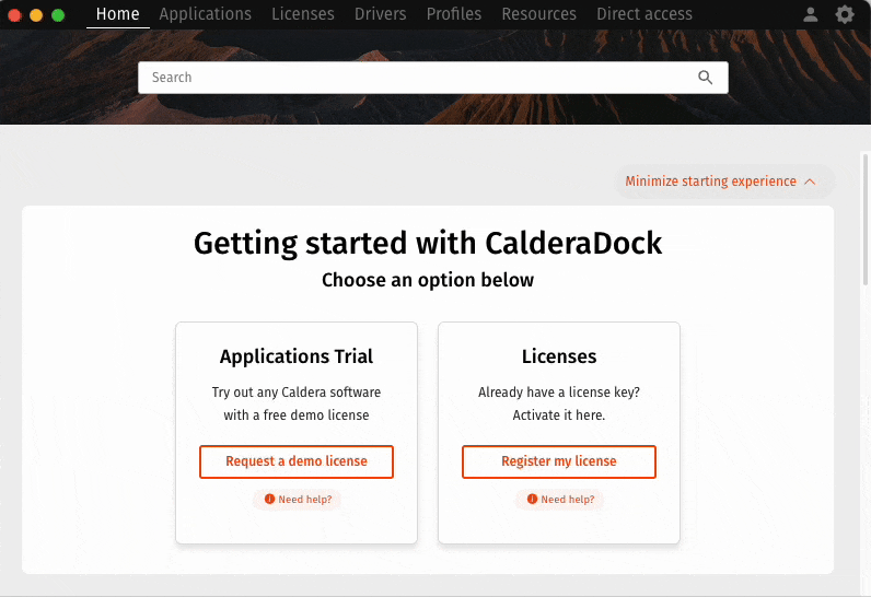 demo license CalderaDock
